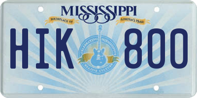 MS license plate HIK800