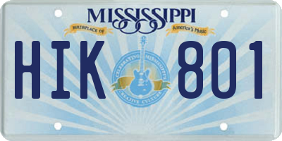 MS license plate HIK801