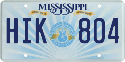 MS license plate HIK804