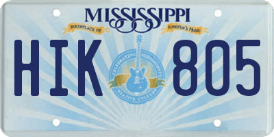 MS license plate HIK805