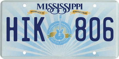 MS license plate HIK806