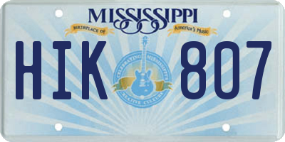 MS license plate HIK807