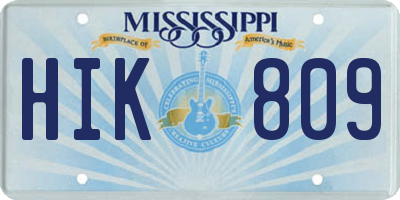 MS license plate HIK809