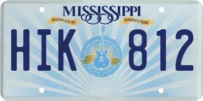 MS license plate HIK812