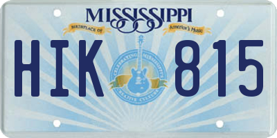 MS license plate HIK815