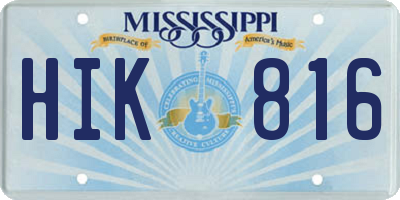 MS license plate HIK816