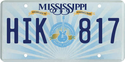 MS license plate HIK817