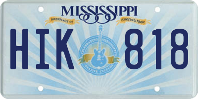 MS license plate HIK818