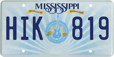MS license plate HIK819