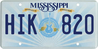 MS license plate HIK820