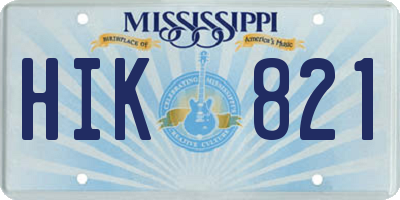 MS license plate HIK821