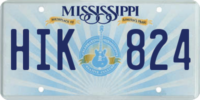 MS license plate HIK824