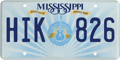 MS license plate HIK826