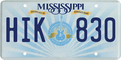 MS license plate HIK830