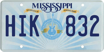 MS license plate HIK832