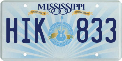 MS license plate HIK833