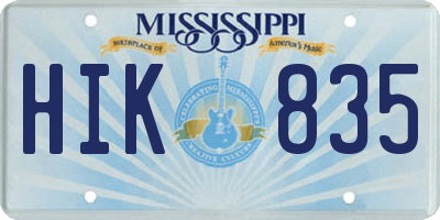 MS license plate HIK835