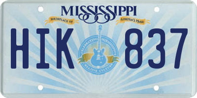 MS license plate HIK837