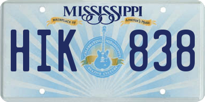 MS license plate HIK838