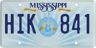 MS license plate HIK841