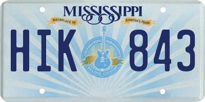 MS license plate HIK843