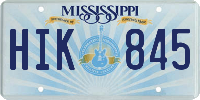 MS license plate HIK845