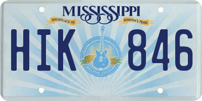 MS license plate HIK846