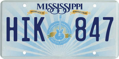 MS license plate HIK847