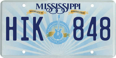 MS license plate HIK848