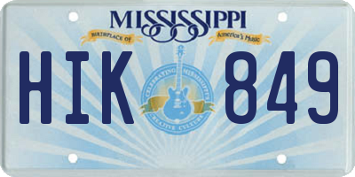 MS license plate HIK849