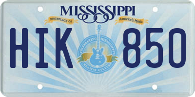 MS license plate HIK850