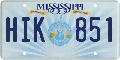 MS license plate HIK851