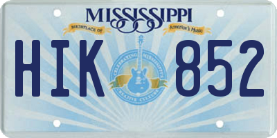 MS license plate HIK852