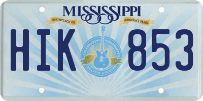 MS license plate HIK853