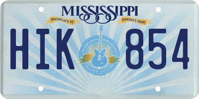 MS license plate HIK854