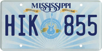 MS license plate HIK855