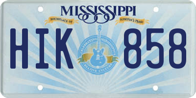MS license plate HIK858