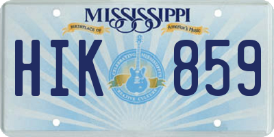 MS license plate HIK859