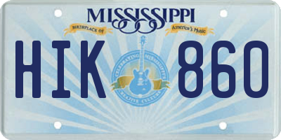 MS license plate HIK860