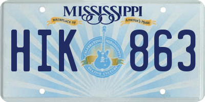 MS license plate HIK863