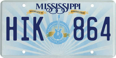MS license plate HIK864