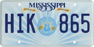 MS license plate HIK865