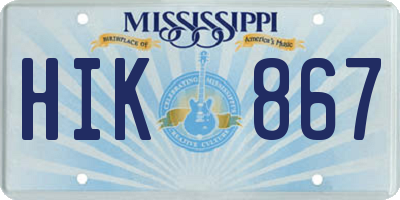 MS license plate HIK867