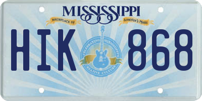 MS license plate HIK868