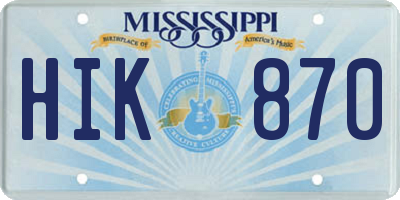 MS license plate HIK870