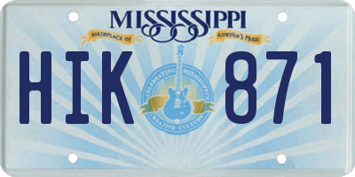 MS license plate HIK871