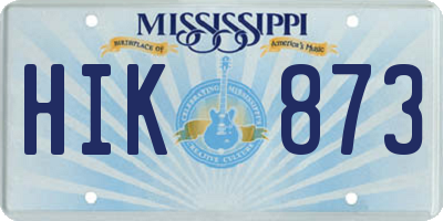 MS license plate HIK873