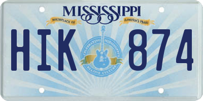 MS license plate HIK874