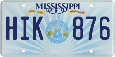 MS license plate HIK876