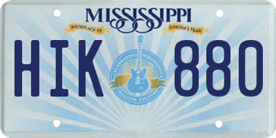 MS license plate HIK880